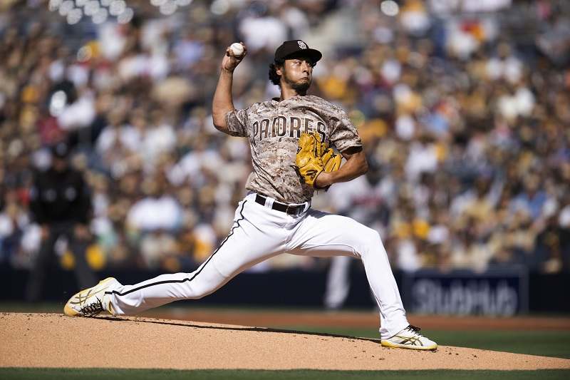 San Diego Padres' Yu Darvish, of Japan, pitches during the first