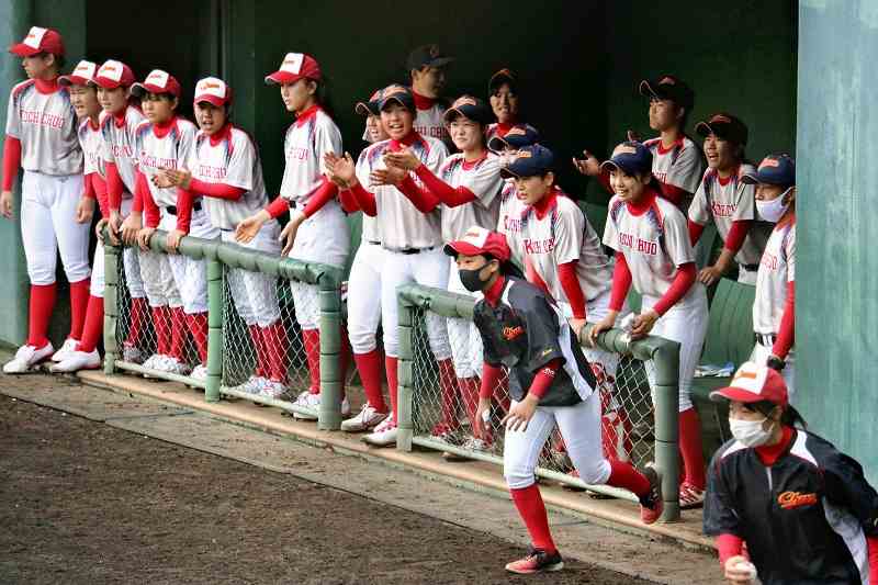 Man and girl at Hanshin Tigers baseball game Koshien stadium
