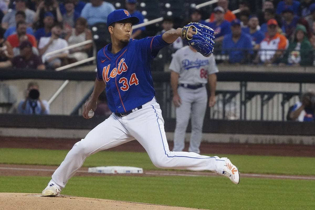 New York Mets' Kodai Senga (34), of Japan, during the first inning