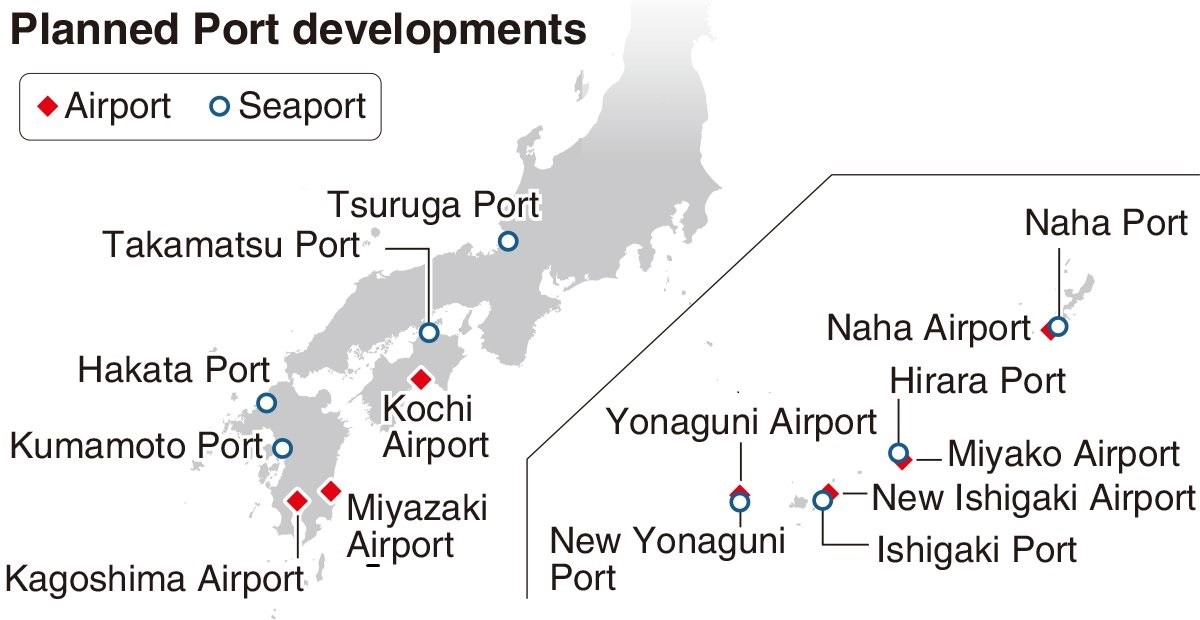 Japan Planning Improvements to 40 Airports, Seaports to Boost Defense,  Eyeing China - The Japan News