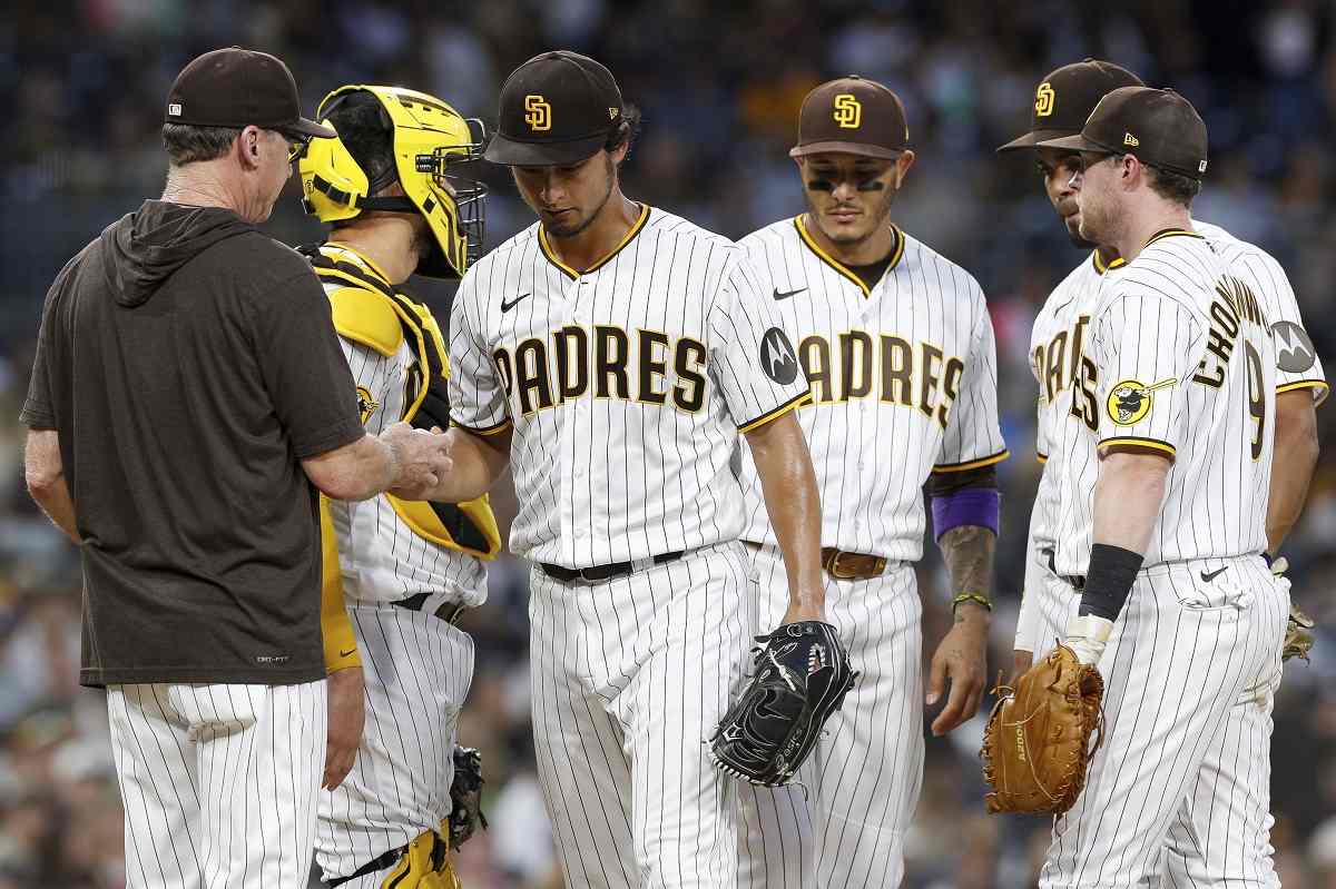 MLB: Padres ace Yu Darvish (8-9) took the loss in the second game, going  five innings and giving up three runs and nine hits while striking out  seven: Moreno hits a grand